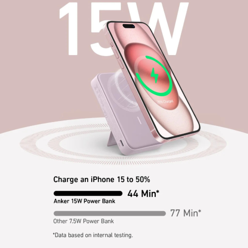 Anker MagGo 10000mAh Magnetic Wireless Power Bank-Purple Image 1