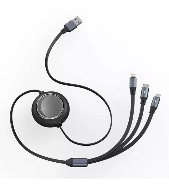 Baseus Bright Mirror 2 Series Retractable 100W 3-in-1 Fast Charging Cable 1.2M-Black Image 2