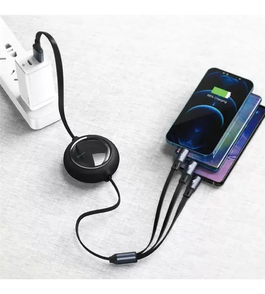 Baseus Bright Mirror 2 Series Retractable 100W 3-in-1 Fast Charging Cable 1.2M-Black Image 3