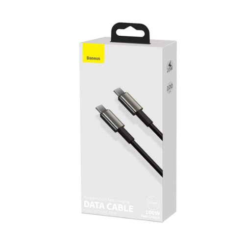 Baseus CATWJ-01 Tungsten Gold Fast Charging Data Cable Type-C to Type-C 100W 1M Image 2