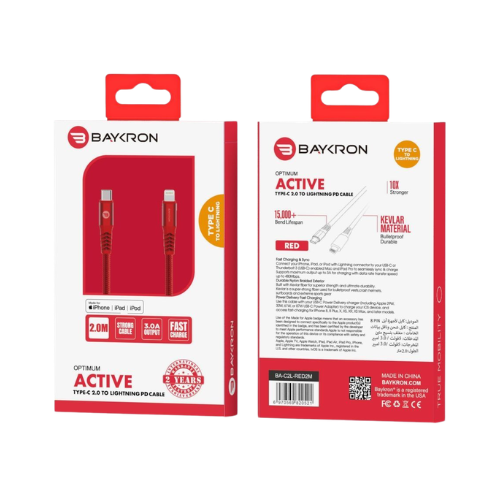 Baykron Cable Type-C to Lightning 2M-Red