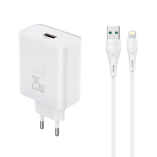 Yison Celebrat C-H8-EU 25W Charger Adapter with Lightning Cable-White Image 0