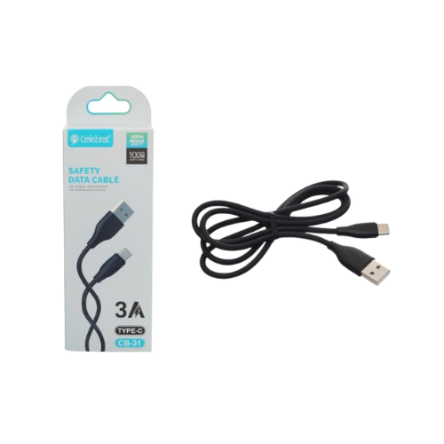 Yison Celebrat CB-31 USB A to Type-C Cable 3A Fast Charging 1 Meter-Black Image 2