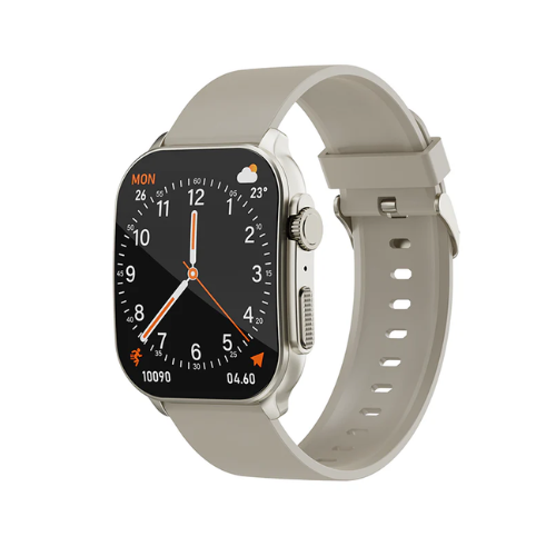 IMIKI Frame 2 Bt calling Smart Watch-Titanium + Beige Image 1