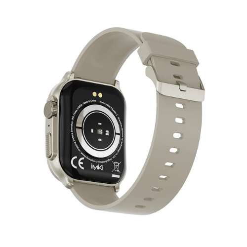 IMIKI Frame 2 Bt calling Smart Watch-Titanium + Beige Image 2