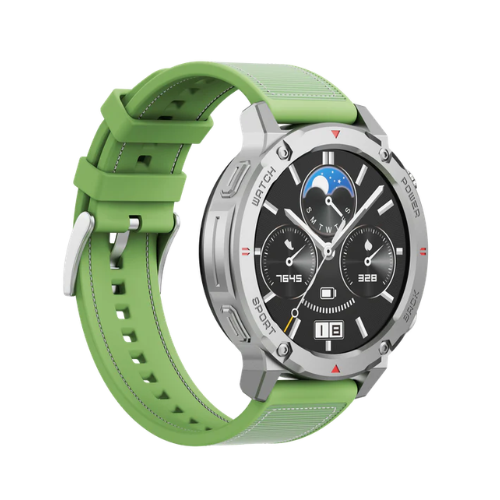 IMIKI Xplorer Scout BT Calling Smart Watch-Silver + Green Image 1