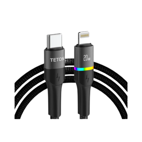 TETON Type-C to Lightning Braided Cable 20W PD Fast Charger Data Cable Image 0