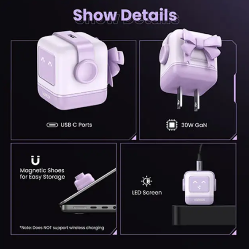 UGREEN CD359 (25036) Nexode 30W USB-C GaN Fast Charger-Purple Image 2