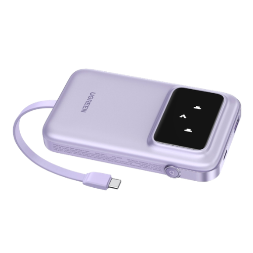 UGREEN PB511 (35604B) 30W 10000mAh Power Bank with Built-in Cable - Purple Image 2