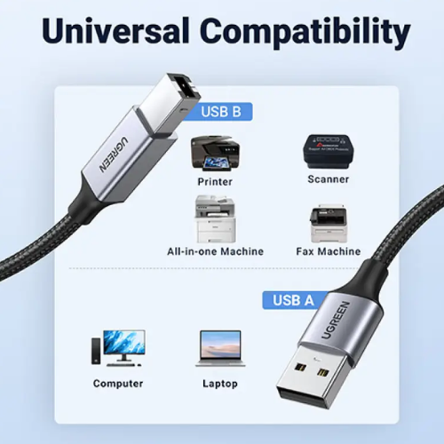 UGREEN US369 (80804) USB-A Male to USB-B 2.0 Printer Cable-3M Image 2