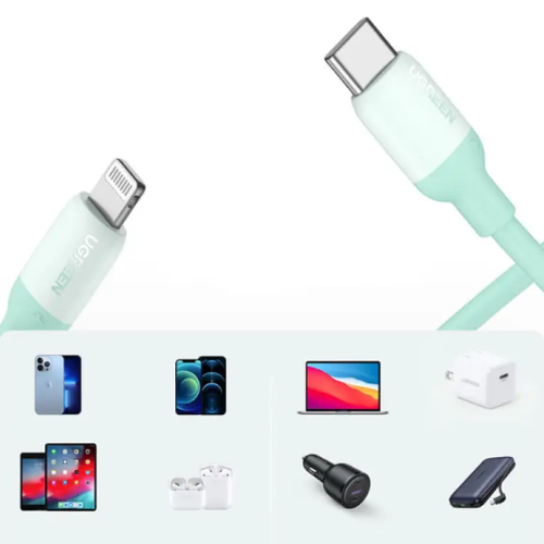 UGREEN US387 (20308) USB-C to Lightning Silicone Cable 1m (Green) Image 2