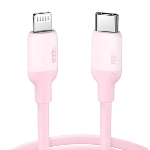 UGREEN US387 (60625) USB-C to Lightning Silicone Cable 1m (Pink) Image 0