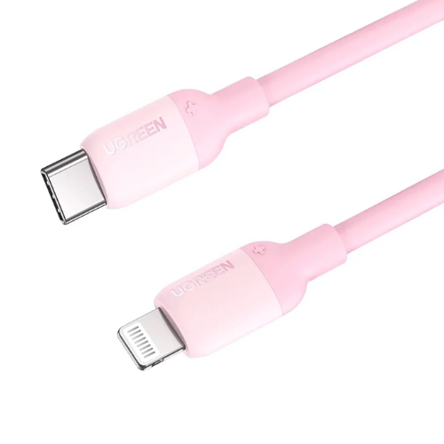 UGREEN US387 (60625) USB-C to Lightning Silicone Cable 1m (Pink) Image 1
