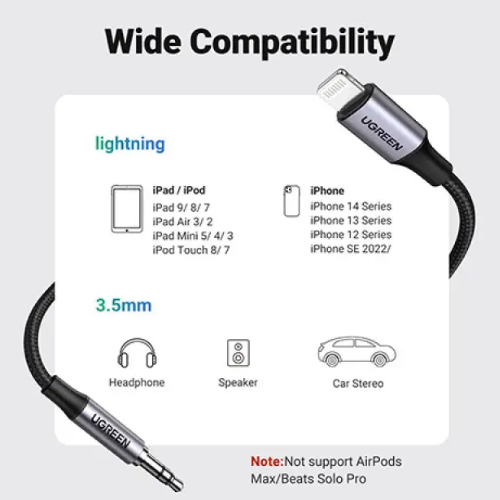 Ugreen US315 (70509) Lightning to 3.5mm Aux Cable-1M Image 3