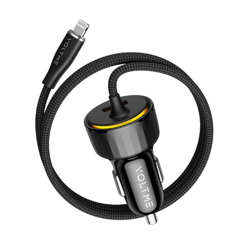 VOLTME Cazo Speedo 60W GaN Car Charger Fast with Lightning Cable-Black