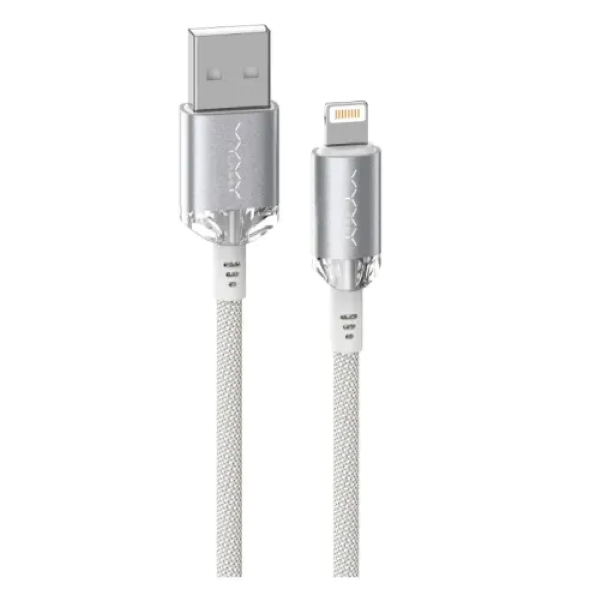 Vyvylabs Crystal Series Fast Charging Data Cable USB to iP 2.4A 1M-White Image 0