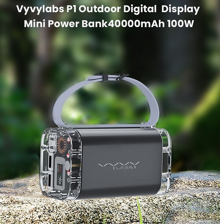 Vyvylabs P1 Outdoor Digital Display Mini Power Bank 40000mAh 100W-Dark Gray Image 1
