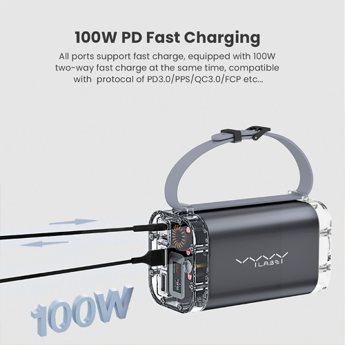 Vyvylabs P1 Outdoor Digital Display Mini Power Bank 40000mAh 100W-Dark Gray Image 3