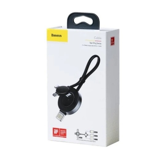 Baseus Star Ring Series Four-in-One Wireless Charging Cable 0.18m - Deep Grey Image 1
