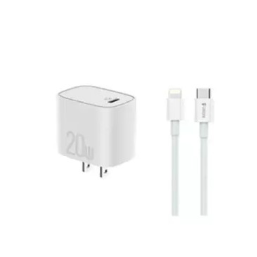 Yison Celebrat C-H1-US 20W PD USB-C Wall Charger with C to Lightning Cable-White Image 1