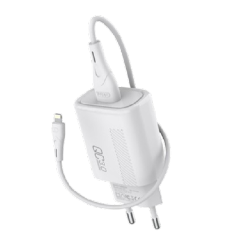 Yison C-H11-EU 18W Fast Charging Adapter with Lightning Cable-White Image 0