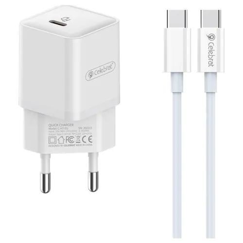 Yison Celebrat C-H7-EU 20W Charger Adapter with Type-C Cable-White Image 0