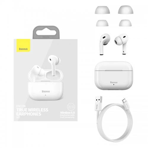 Baseus Encok W3 True Wireless Earphone-White Image 1