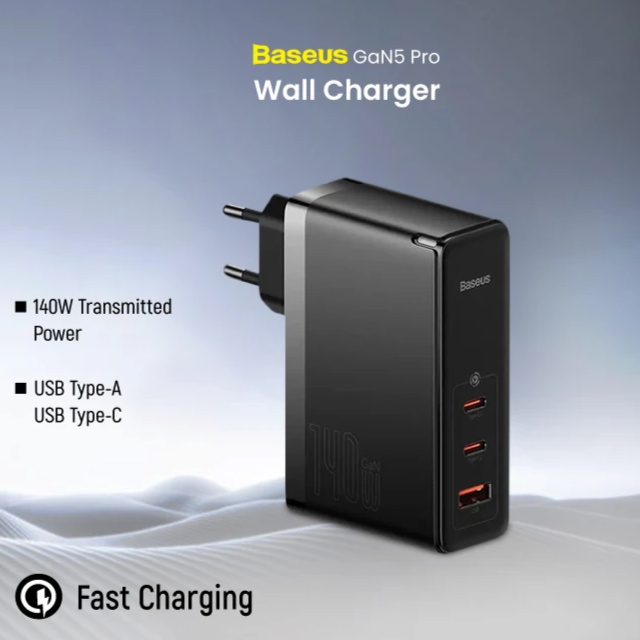 Baseus GaN5 Pro 140W Fast Charger + 240W Type-C Cable 1 Meter Image 5