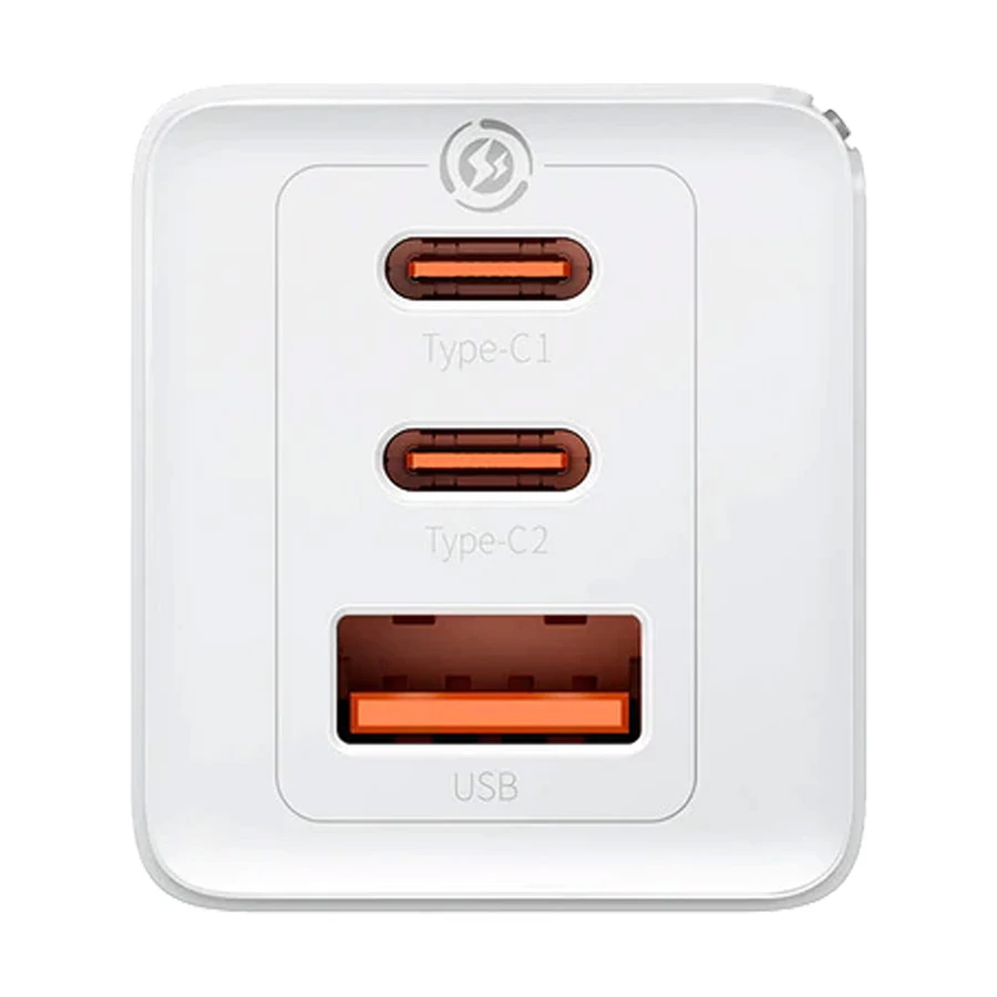 Baseus GaN5 Pro 65W Fast Charger Dual Type C+USB EU with 100W Type-C 1m Cable - White Image 4