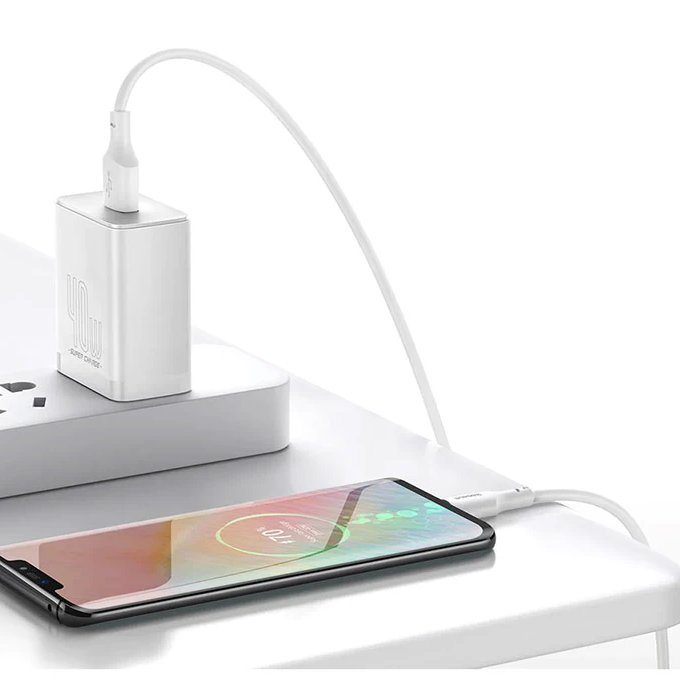 Baseus Super Fast Charger 40W CN with 5A USB to Type-C Data Cable 1m - White Image 2