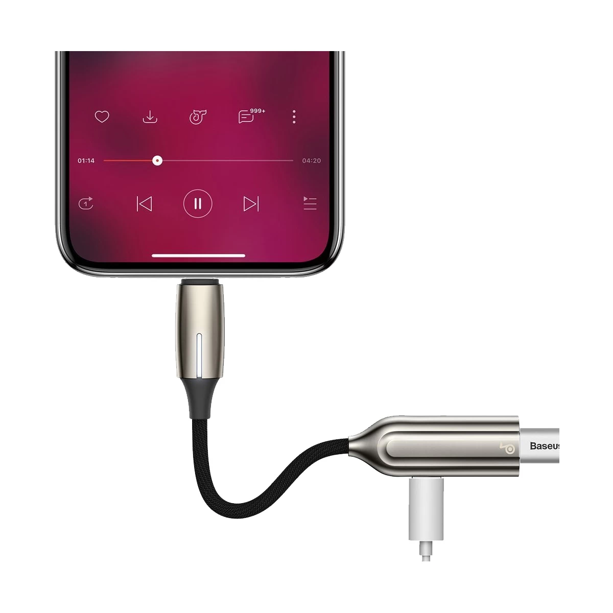 Baseus CALL55-0A Lightning Male to Dual Lightning Female Converter Image 2