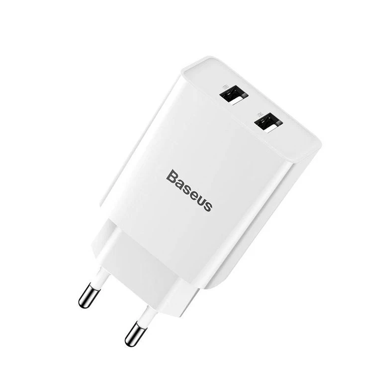 Baseus Speed Mini 10.5W Dual USB Charging Adapter-White Image 1