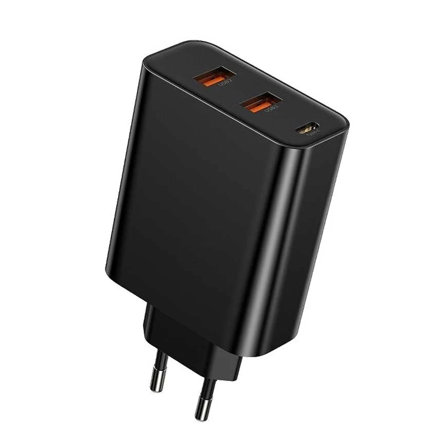 Baseus PPS Quick Charger Dual USB and Type-C 60W Fast Charging Adapter - Black Image 1