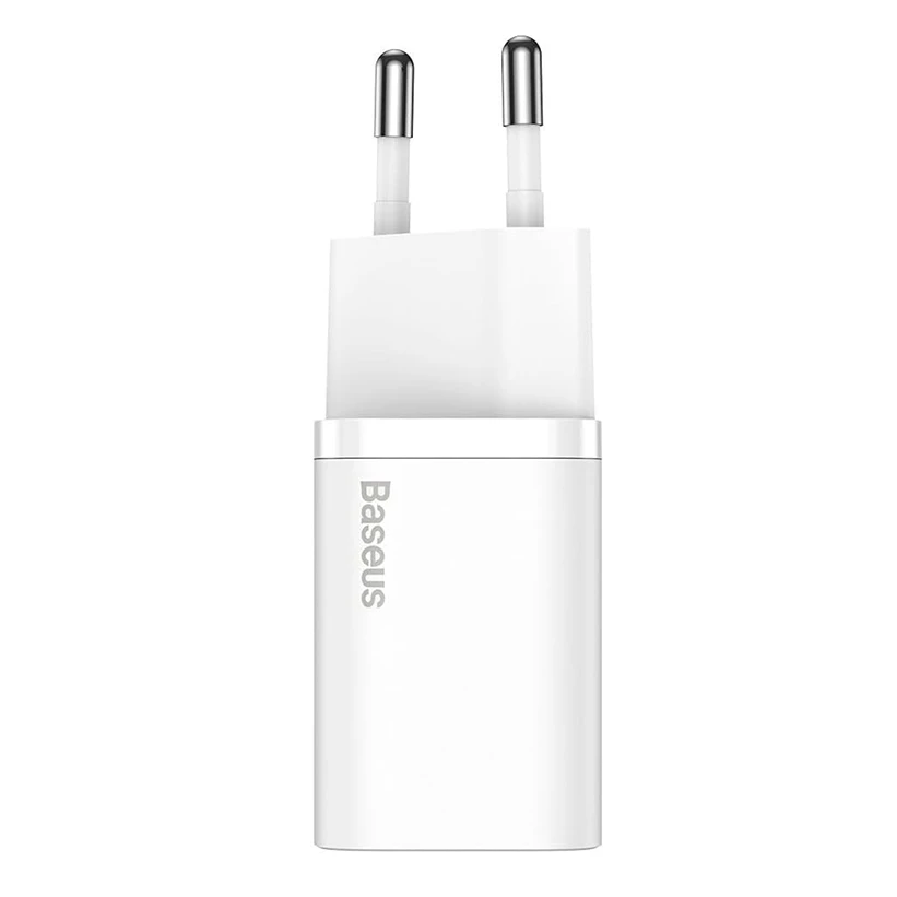 Baseus Super Si Quick Charger 25W EU with 1m Type-C to Type-C Cable - White Image 1
