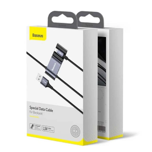 Baseus Special Lightning Data Cable with Dual USB Port for Backseat CALHZ-01 - Black Image 3