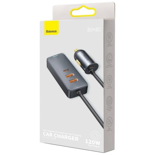 Baseus Share Together Series Fast Charge 120W Dual USB+Dual Type-C Car Charger Image 3