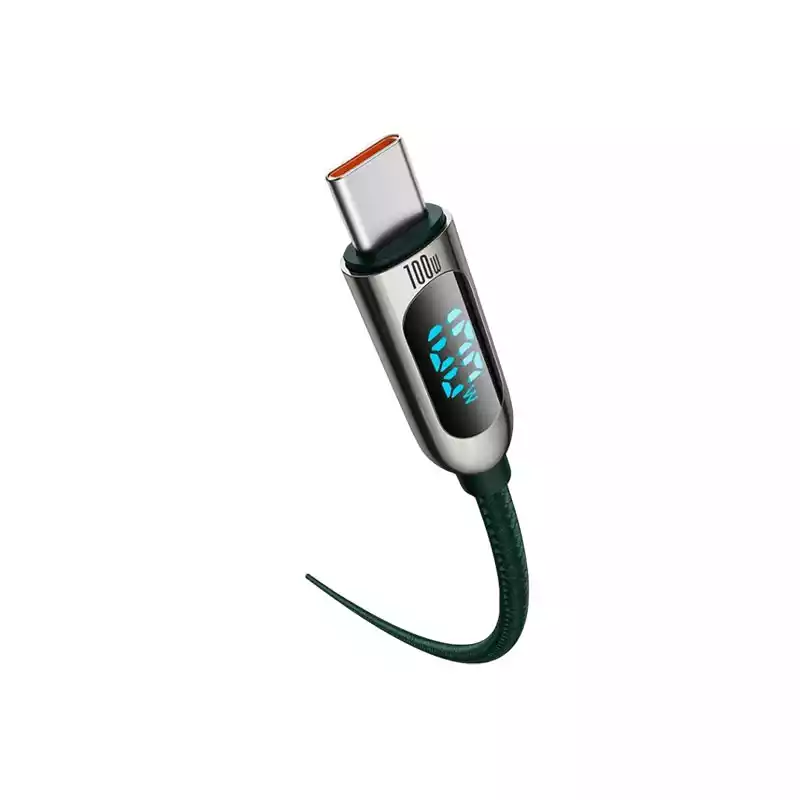 Baseus LED Display Fast Charging Data Cable Type-C to Type-C 100W 5A 1M – Green Image 2