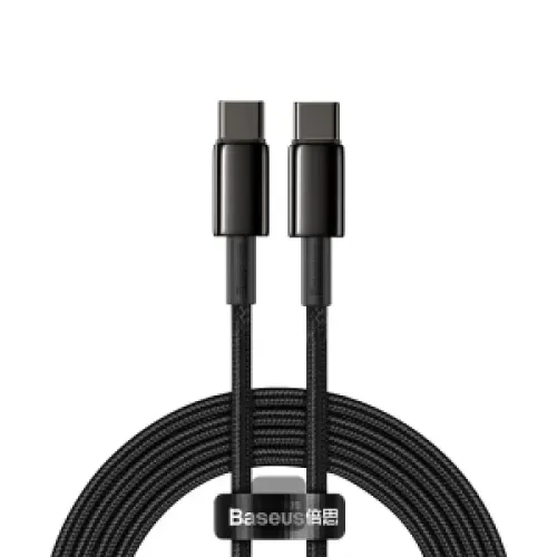 Baseus Tungsten Gold 1 Meter 100W Type-C to Type-C Fast Charging Cable-Black Image 2